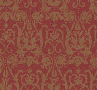 Red and Antique Gold Large Victorian Damask Wallpaper