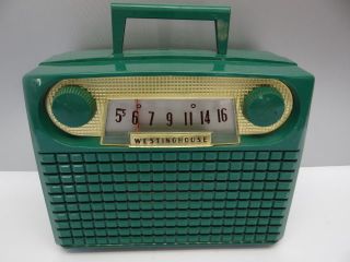   Used Retro Portable 1954 Westinghouse H 406P5 Green Unusual Tube Radio