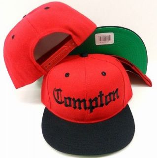   Tone Red / Black Compton Flat Bill Snap Back Baseball Cap Hat, eazy e
