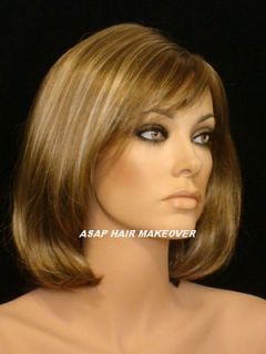 Light Brown/Light Blonde Mix Wig Wigs in Short ish Shoulder Length Bob 