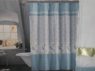 Vintage Chic Shabby Shower Curtain Camden Blue Green Flowers Cottage 
