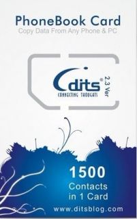   New DITS Phonebook Card Version v2.3 SIM 1500 contacts in 1 SIM Card
