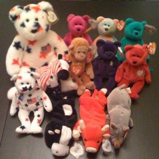 TY Beanie Babies Collection #8 Lot Buddy Bears Lefty Princess Daisy 