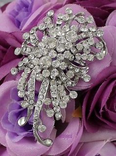   Rhinestone Fashion Flower Rhodium Plated Charming Brooch Pin Jewelry