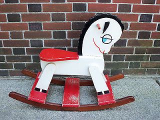 vtg antique toy 1950s rocking horse wooden 25 tall sit 6 width