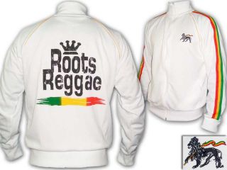 Rasta JACKET Jumper Roots Reggae Lion Of Judah Embroidered White UK