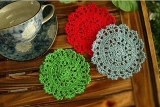  Crochet 3D Cotton DIY Doily 10cm round tablecloth cup mat cotton