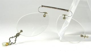   Astig Pince Nez Silver 1900 Antique Vintage Spectacle Frame Rimless