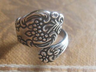   USA VINTAGE ANTIQUE STYLE ADJUSTABLE SILVER SPOON RING SIZES 6 10