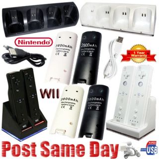   Dual Dock Stand Charger Nintendo Rechargeable Wii Battery Remote