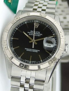 Rolex Men DateJust Thunderbird Steel Black Stick Dial 16264 Watch 