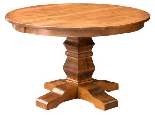 Amish Round Pedestal Dining Table Solid Wood Rustic Expandable 48,54 