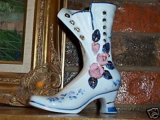 Brinns Vintage Ceramic Boot Vase High Button Pretty Accents 