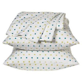 NEW NWT Xhilaration Full xl White Polka Dots Bed Flat Fitted SHEET 
