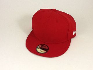 New Era Blank Red Fitted Hat 59Fifty Cap 5950 Solid Red Hip Hop 