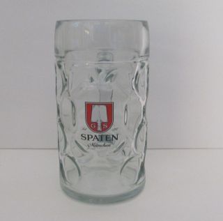 Spaten Munchen German Dimple Beer Glass Mug Stein 1L Barware 