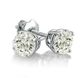 Newly listed 14K White Gold Round Diamond Stud Earrings 1ct tw Screw 