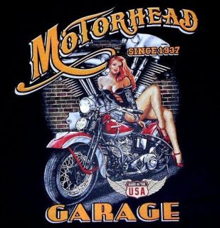 MOTORHEAD GARAGE SINCE MOTORCYCLE BIKER V TWIN SEXY GIRL SWEATSHIRT T 