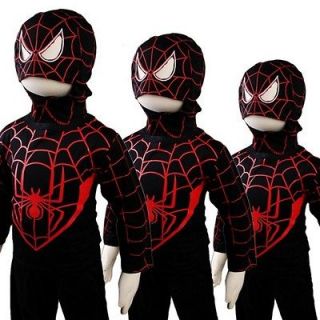 D302 Boys Black Red Spiderman Costume Party Halloween carnival Outfits