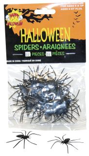 24 Small Fake Black Widow Spiders Halloween Decoration Spider Prop 