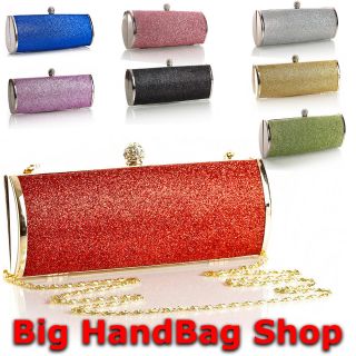 New Sparkle Glitter Hard Case Party Evening Diamante Ball Clasp Clutch 