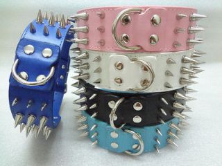   Wide Brand New Spiked Dog Leather Collars Pit bull Dog Terrier Collars