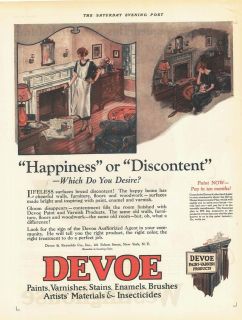 1925 AD Devoe paints, varnishes, stains, enamels happiness or 