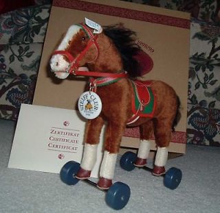 STEIFF Club Horse on Wheels #420146, NEW, Mint, NRFBox