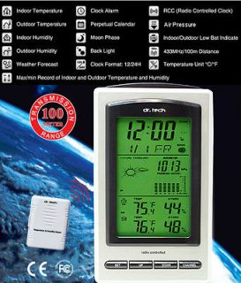 Dr. Tech Wireless Weather Station Forecaster w/ Outdoor Temperature 