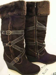 NIB NEW Canyon River Blues BROWN KINNEY BOOTS 9M ZIP Side Strap Buckle 