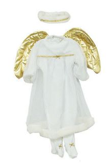 Angel Gown Gold Wings Baby Halo Headband And Button Up Bodysuit 