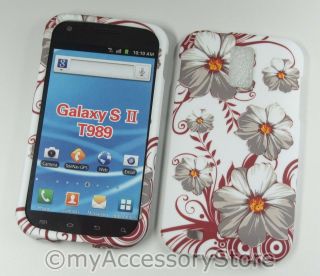   Samsung Galaxy S 2 II Brown Flowers Rubberized Hard Phone Case Cover