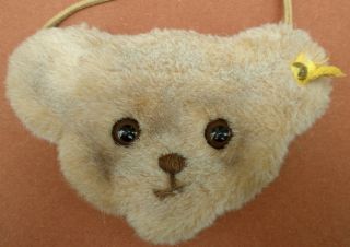 Vtg STEIFF TEDDY Bear Head Logo PURSE BAG handbag ID woven fur plush 