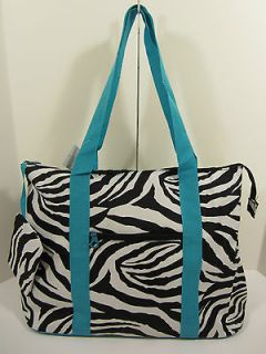   & White Zebra Print XL Tote Bag & Coin Purse Carry On Travel Baby