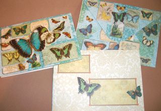 pUNCH sTUDIO Single (1) Die Cut Teal Butterfly Embellished Note Card w 