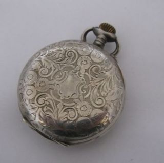 Vintage Hebdomas 8 Day Silver Swiss Pocket Watch c1910