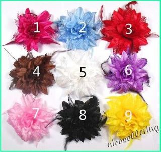   Baby Girl Lily Feather Party Supplies Hair Flower Clip Net Xmas L1 Z q