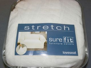 Sure Fit Stretch Stone 1 Piece Loveseat Slipcover in White 