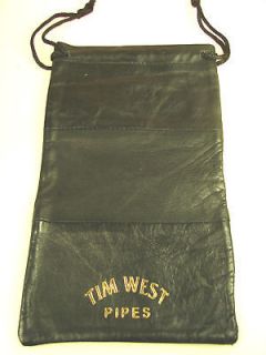 New Tim West Pipes Large Leather Smoker’s Accessory Bag Drawstring 
