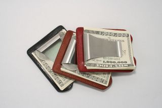 Leather SMART MONEY CLIP® by Storus®   Brown & Wine Red