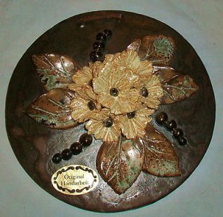   Art Pottery Wall Plaque or for Easel Display Flower Design Germany