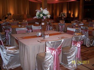   Pink Satin Chair Sashes, Table Runners & Table Overlays Beautiful