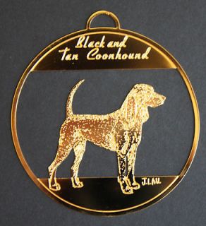 Black and Tan Coonhound Gold Plated Ornament Clearance
