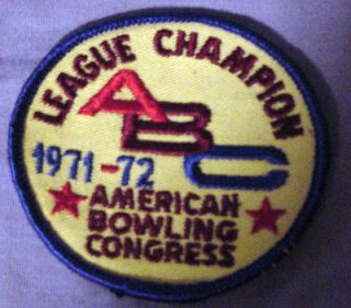 1971 1972 ABC League Champion Patch American Bowling Congress Vintage 