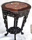 1930S ANTQ CARVED ROSEWOOD MARBLE TABLE PLANT STAND