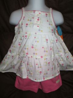   Girls 2 pc Pink Floral Swing Top & Shorts Set Size 18 Months NWT