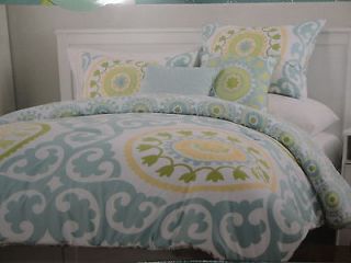   Rowley MEDALLION Teal Blue Green Yellow White QUEEN Comforter 9pc SET