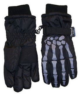 Glove. NIce Caps TM boys Thinsulate and waterproof skeleton print ski 