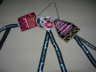 BETSEY JOHNSON 3pc luggage tags on chain NEW RETIRED