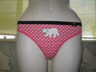   pink & white polar bear thong panty size 7/large MSRP $12 SO CUTE